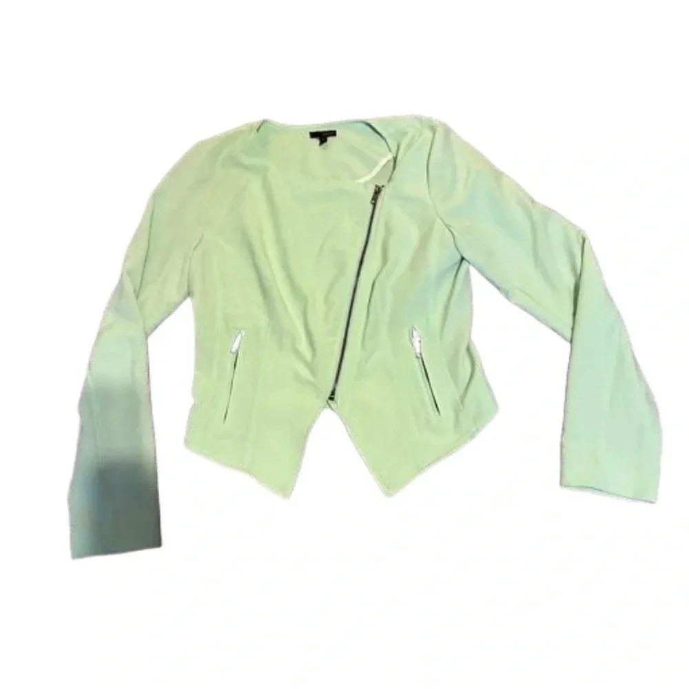 Bongo Mint Green Diagonal Zip Blazer Size M